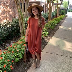 Rust Orange Midi Dress